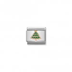Image of Composable Classic Relief Enamel Rose Gold Christmas Tree Link 430203/05
