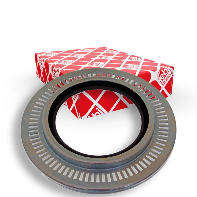 Image of FEBI BILSTEIN 40028 Gaskets with sealing lip, Front Axle, with ABS sensor ring FPM (fluoride rubber) Shaft Seal,wheel hub (656)