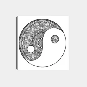 Image of MANDALA49 White Black Decorative Canvas Painting
