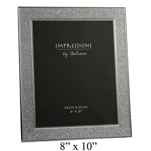 image of 8" x 10" - Impressions Silver Colour Glitter Photo Frame