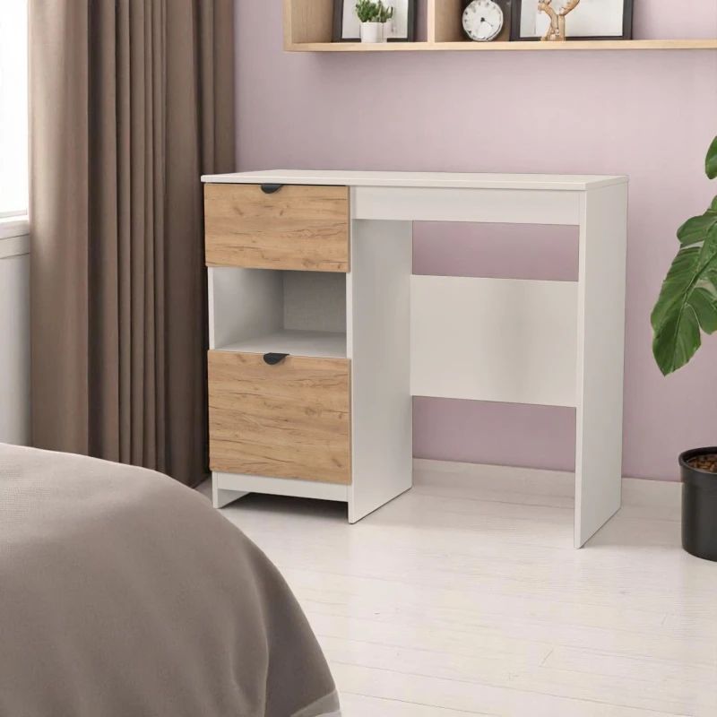 Image of Welcome Furniture Ready Assembled Bora 2 Drawer Open Shelf Vanity, Cream BOP631GCKM
