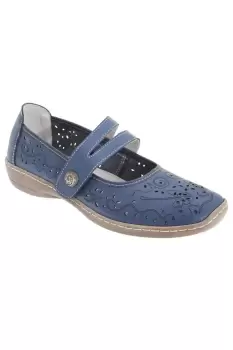 Image of Touch Fastening Perforated Bar Casual Leather Shoes