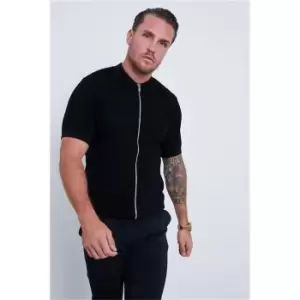 Image of I Saw It First Black Full Zip Knitted Top - Black