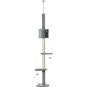 Image of Pawhut - Cat Tree, Kitten Play Tower w/ Solid Scratching Post, Light Grey