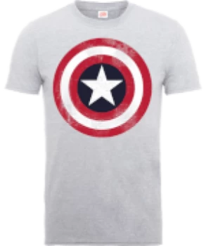 Image of Marvel Avengers Assemble Captain America Distressed Shield T-Shirt - Grey - L
