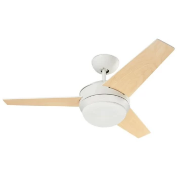 Image of Forlight Windy - Ceiling Fan White with Wood Blades E27 40W