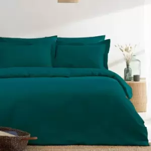 Image of Waffle 100% Cotton Duvet Cover Set, Teal, Double - The Linen Yard