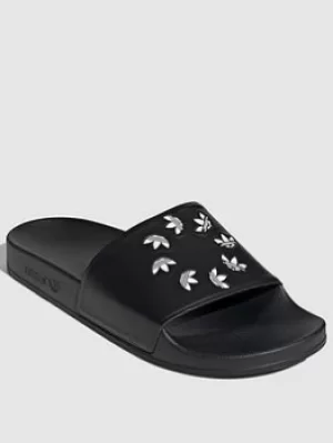 Image of adidas Originals Adilette Multi Trefoil, Black/White, Size 10, Men