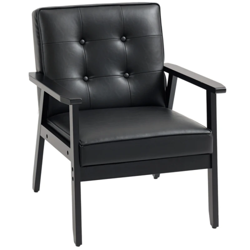 Image of HOMCOM HOMCOM Accent Chair PU Leather Armchair with Armrests for Living Room Black One Size Unisex 5063603035638
