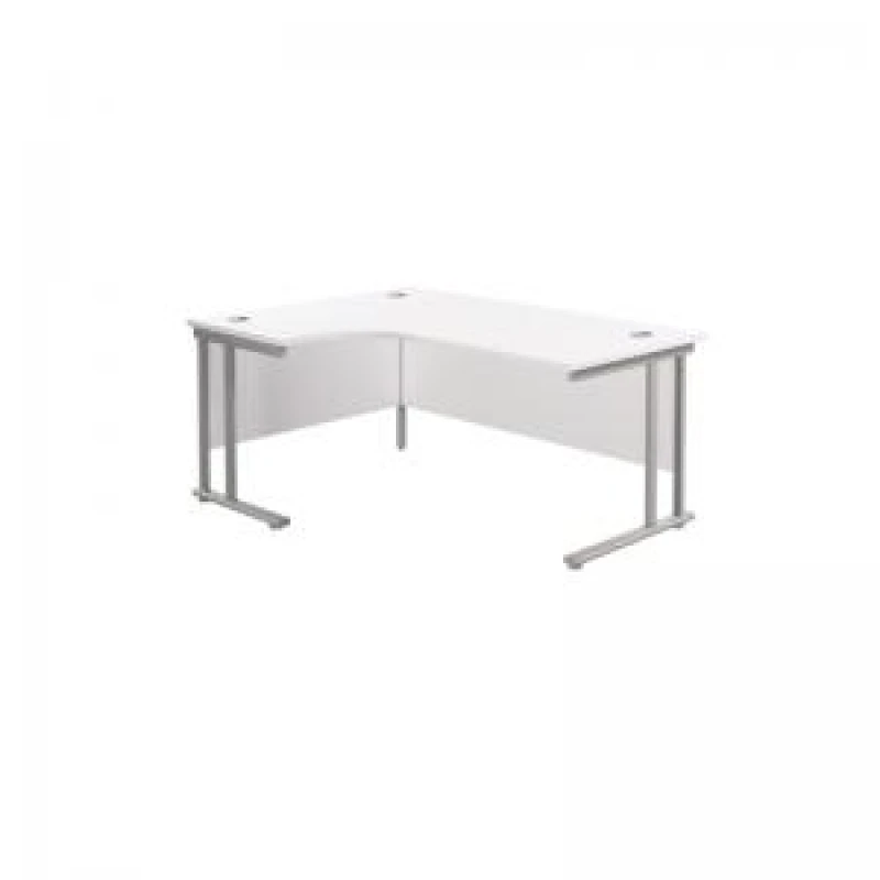 Image of Jemini Radial Left Hand Cantilever Desk 1600x1200x730mm White/Silver KF807551