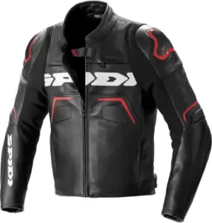 Image of Spidi Evorider 2 Motorcycle Leather Jacket, black-red, Size 48, black-red, Size 48