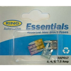 image of Ring Blade Fuses Mini Blade Fuses 2, 3, 4, 5, 7 amp