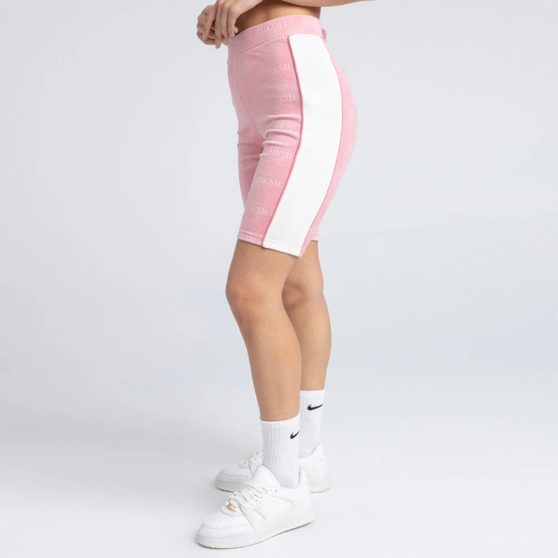 Image of SikSilk Logo Shorts Womens - Pink Pink 4