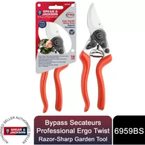 image of Bypass Secateurs, Professional Ergo Twist Razorsharp Garden Tool - Spear&jackson