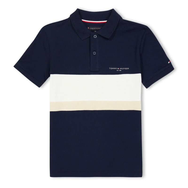 Image of Tommy Hilfiger Kids Block Short Sleeve Polo Shirt Night Navy C1G male 16Y