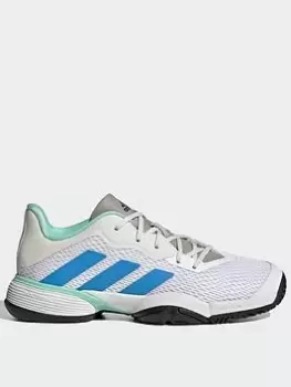 Image of adidas Barricade Tennis Shoes, White/Blue, Size 2 Older