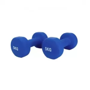 image of Neo 5Kg Dark Blue Pair Of Neoprene Dumbbells Weights