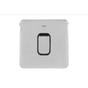 Image of Schneider LSD 1G 50A Double Pole Switched With LED Indicator Black Insert Polished Chrome - GGBL4011BPC