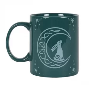 image of Moon Gazing Hare Green Ceramic Mug