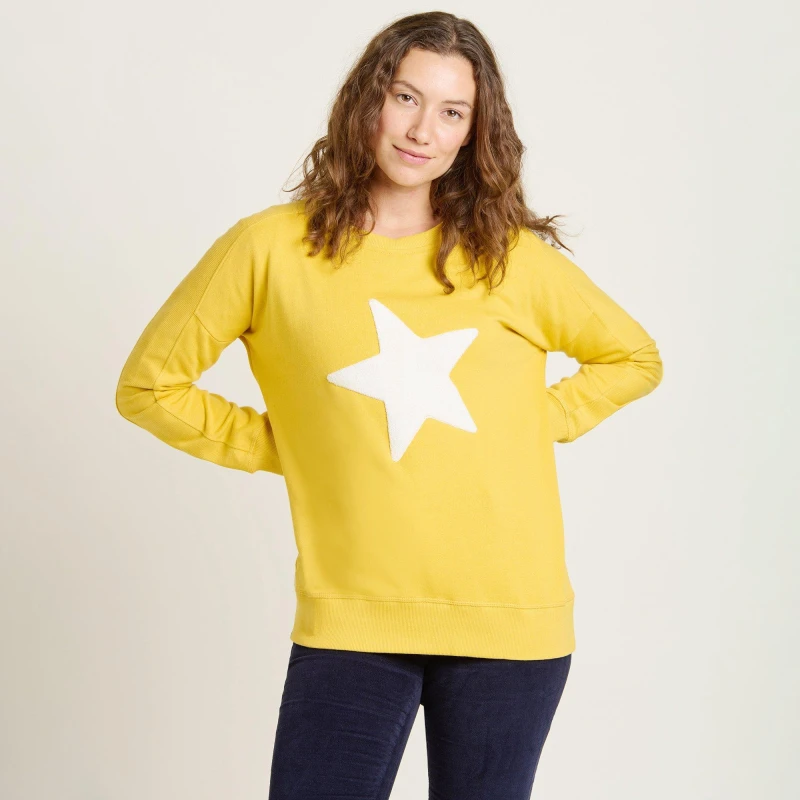 Image of Brakeburn Star Crew Neck Sweatshirt Yellow