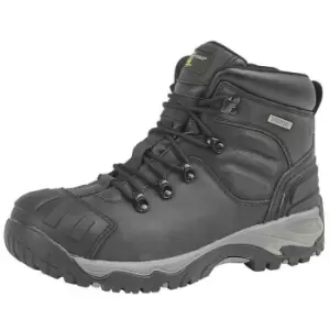 Image of Grafters Mens Buffalo Leather Hiker Type Safety Boots (12 UK) (Black) - Black