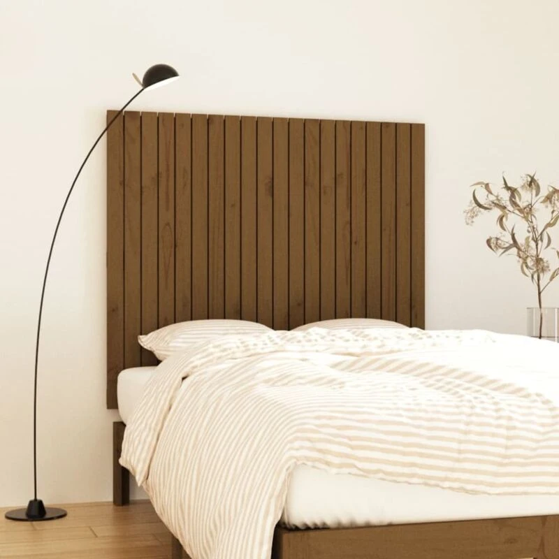 Image of Vidaxl Wall Headboard Honey Brown 127.5X3X110 Cm Solid Wood Pine, Brown 824941