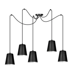 image of Emibig Link Black/White Cluster Pendant Ceiling Light 5x E27