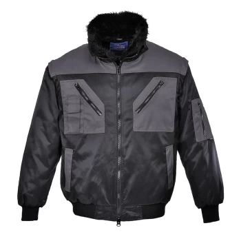 Image of Portwest PJ20 Pilot Jacket 2 Tone Black / Grey 2XL