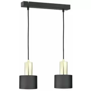 image of Keter Luce Bar Pendant Ceiling Light Black, Gold, 50cm, 2x E27