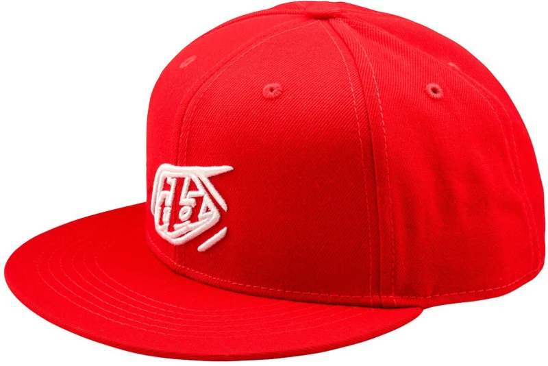 Image of Troy Lee Designs Flat Bill Badge Snapback Cap, red for Men