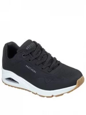 Image of Skechers Uno Stand On Air Durabuck Lace Up Trainers, Black, Size 6, Women