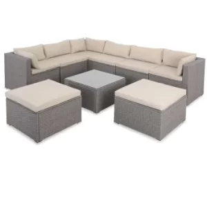 8 Seater Poly Rattan Corner Sofa Set Beige/Cream