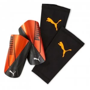 image of Puma Team Slip Shin Guards - Orange/Black