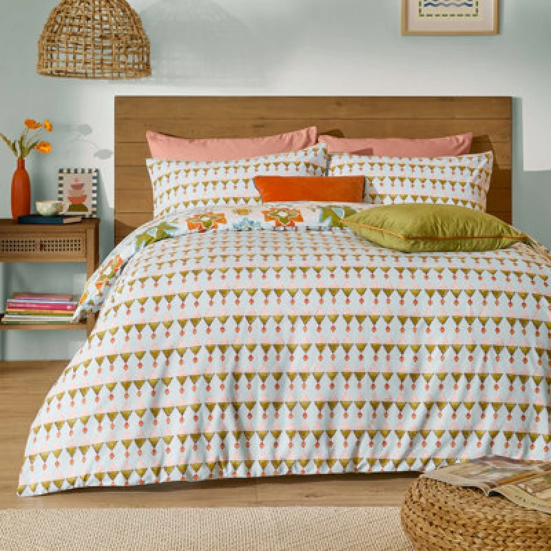 Image of furn. Furn Dilara Reversible Printed Duvet Cover Set