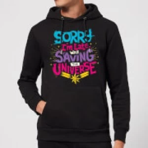 Image of Captain Marvel Sorry I'm Late Hoodie - Black