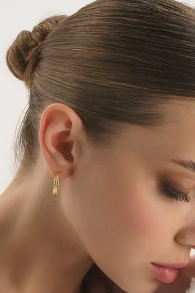 Image of Elk & Bloom Small Silver Twist Huggie Hoop Earrings Silver