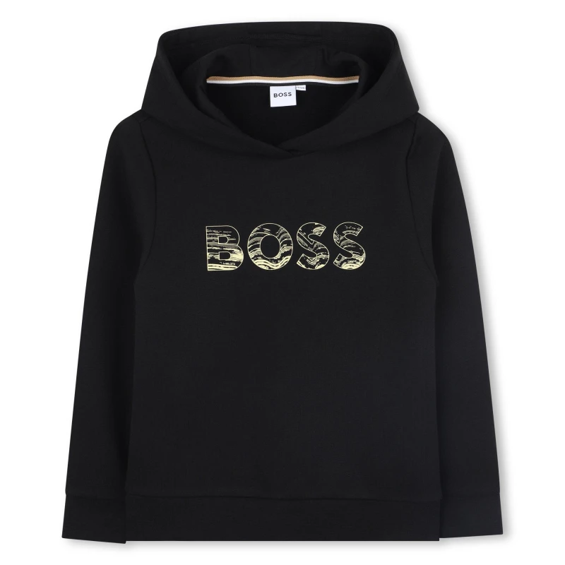 Image of BOSS Kids Print Hooded Hoodie OTH Hoodies 6Y Black 53022203155