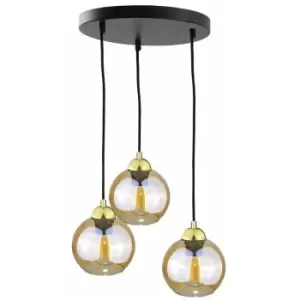 Image of Keter Ambre Cluster Pendant Ceiling Light Gold, 30cm, 3x E27