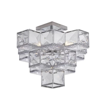 image of Glacier 5 Light Acryclic Semi Flush Ceiling Light - Chrome