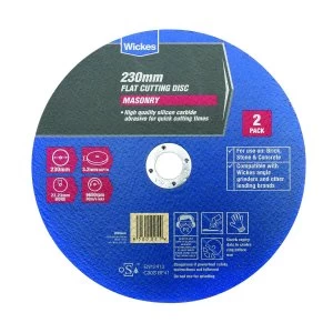 image of Wickes Masonry Flat Cutting Disc 230mm - Pack of 2