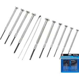 image of 11pc Precision Slotted Philliphs Flat Screwdrivers With Tweezers - Bluespot