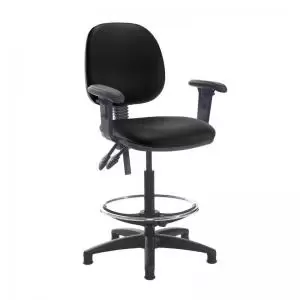 Image of Jota draughtsmans chair with adjustable arms - Nero Black vinyl