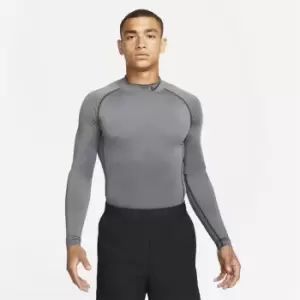 Image of Nike M Training Dri-Fit Tight Mockneck Longsleeve, White/Black, Male, Tops & Sweaters, DD1986-100