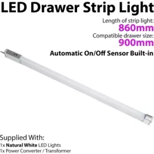 image of 900mm LED Drawer Strip Light AUTO ON/OFF PIR SENSOR Kitchen Cupboard Door Unit