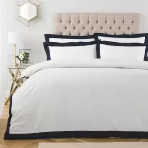 image of Paoletti Harvard Navy 100% Cotton Duvet Cover & Pillowcase Set Navy