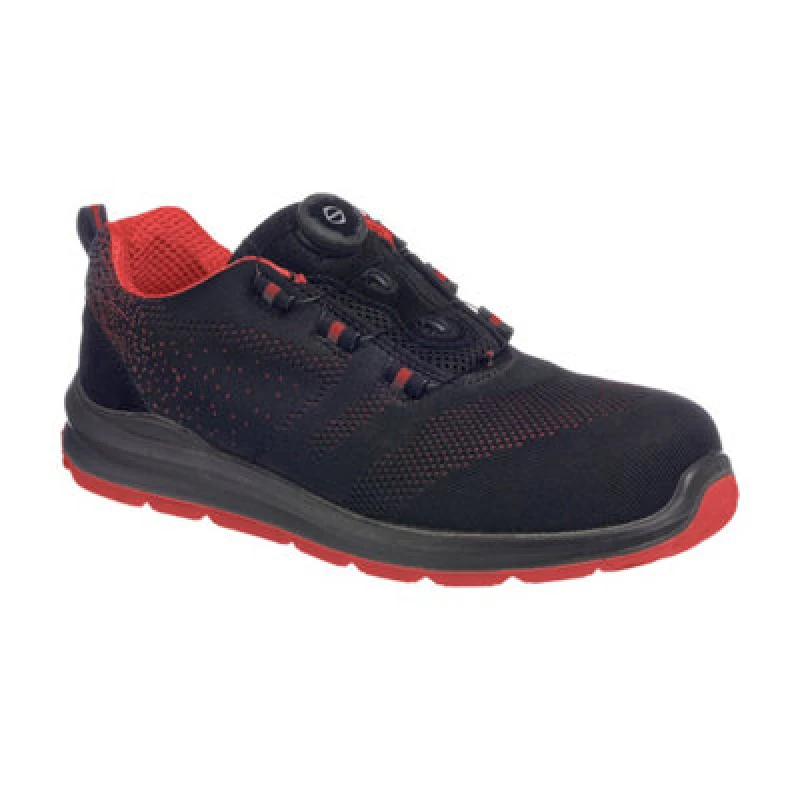 Image of Portwest Compositelite Wire Lace Knit Safety Trainers FT08BKD42 Colour: Black / Red