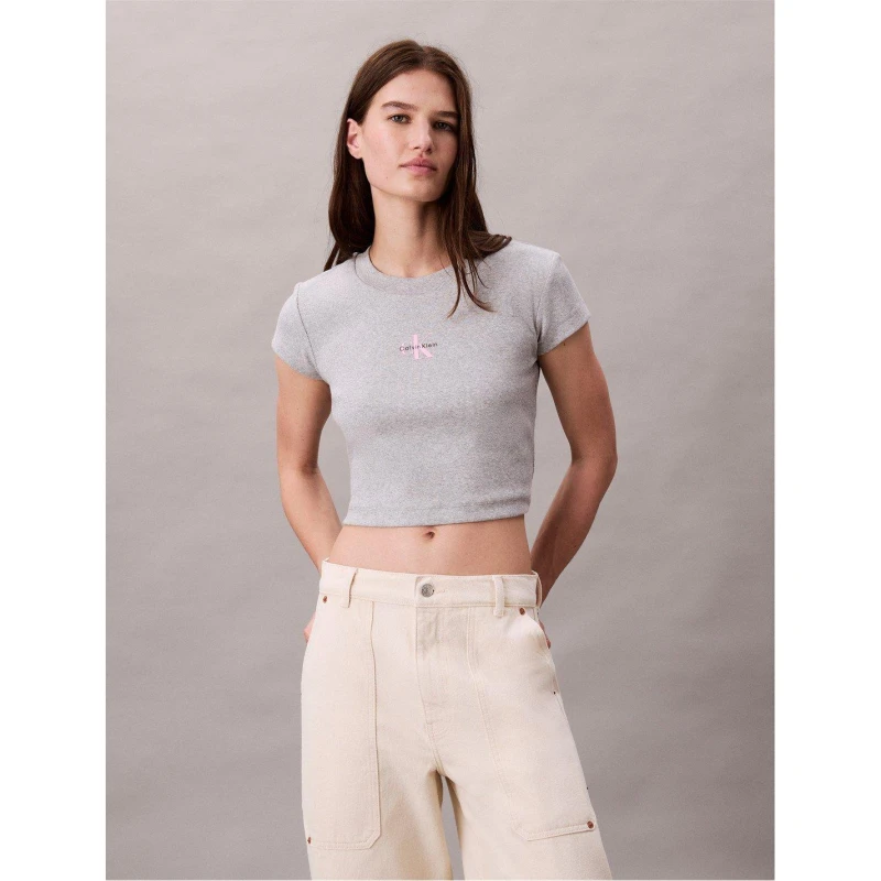 Image of Calvin Klein Jeans Womens Baby Tee Grey Heather female 10 (S)