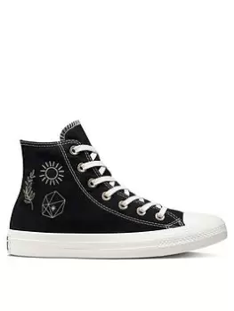 image of Converse Chuck Taylor All Star Canvas Hi-Top - Black/Gold, Size 3, Women