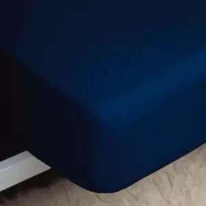 Image of Belledorm 200 Thread Count 100% Egyptian Cotton 12" Deep Fitted Sheet, Navy Blue, King