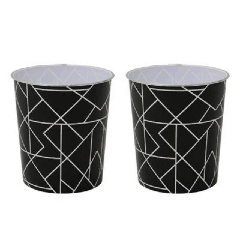 Image of JVL JVL - Linear Black Waste Paper Bin, Set of 2 16-296-2